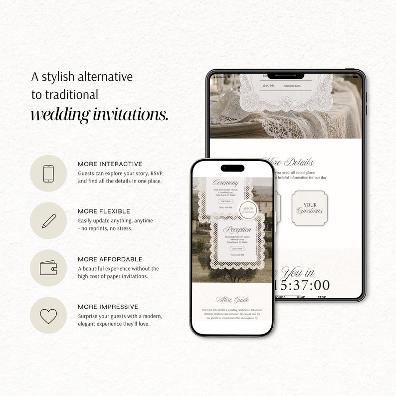 Rustic Wedding Website Template with RSVP | Editable Canva Digital Invitation (Instant Download) image 3