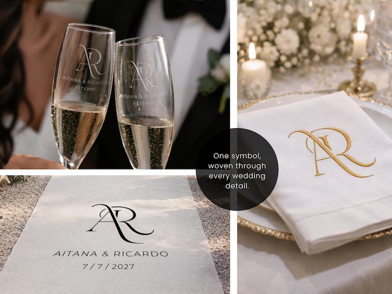 COUTURE Custom Wedding Monogram | Editorial Couple Initials for Invitation, Website, Wax Seal & Wedding Branding image 6