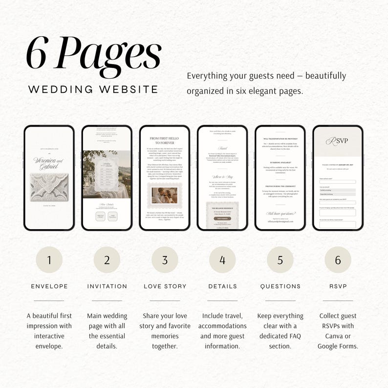Rustic Wedding Website Template with RSVP | Editable Canva Digital Invitation (Instant Download) image 5