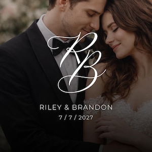 Monogramas caligráficos románticos, iniciales personalizadas para bodas, diseño de escritura para invitaciones, sellos de cera y marca nupcial.