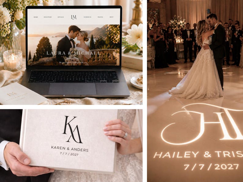 COUTURE Custom Wedding Monogram | Editorial Couple Initials for Invitation, Website, Wax Seal & Wedding Branding image 8