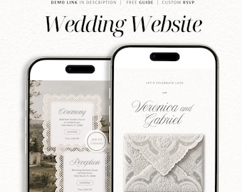 Rustic Wedding Website Template with RSVP | Editable Canva Digital Invitation (Instant Download)
