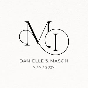 Monograma de boda personalizado con firma – Logotipo caligráfico en cursiva para invitaciones, sellos de cera y papelería nupcial (digital)