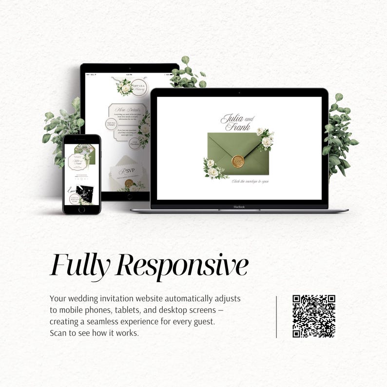 Sage Green & Ivory Garden Rose Wedding Website Template with RSVP | Editable Canva Digital Invitation (Instant Download) image 12