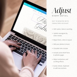 Rustic Wedding Website Template with RSVP | Editable Canva Digital Invitation (Instant Download) image 4