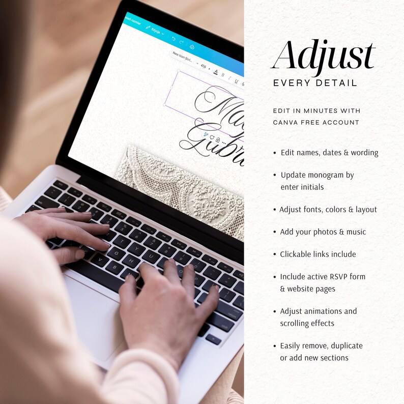 Rustic Wedding Website Template with RSVP | Editable Canva Digital Invitation (Instant Download) image 4