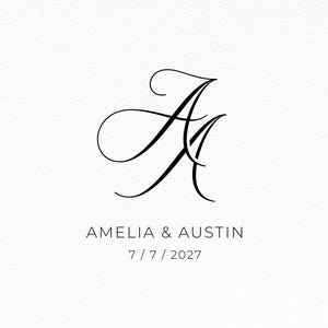 CALLIGRAPHY Custom Wedding Monogram |  Romantic Script Initials Design for Invitation, Ring Box & Wedding Website
