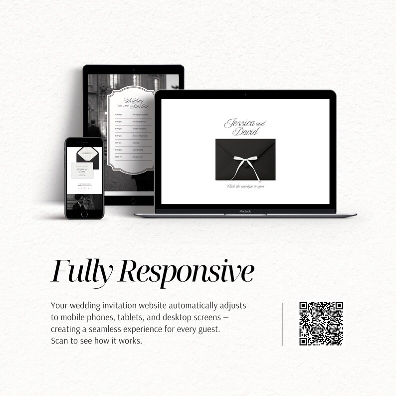 Minimalist Black & White Wedding Website Template with RSVP | Editable Canva Digital Invitation (Instant Download) image 8