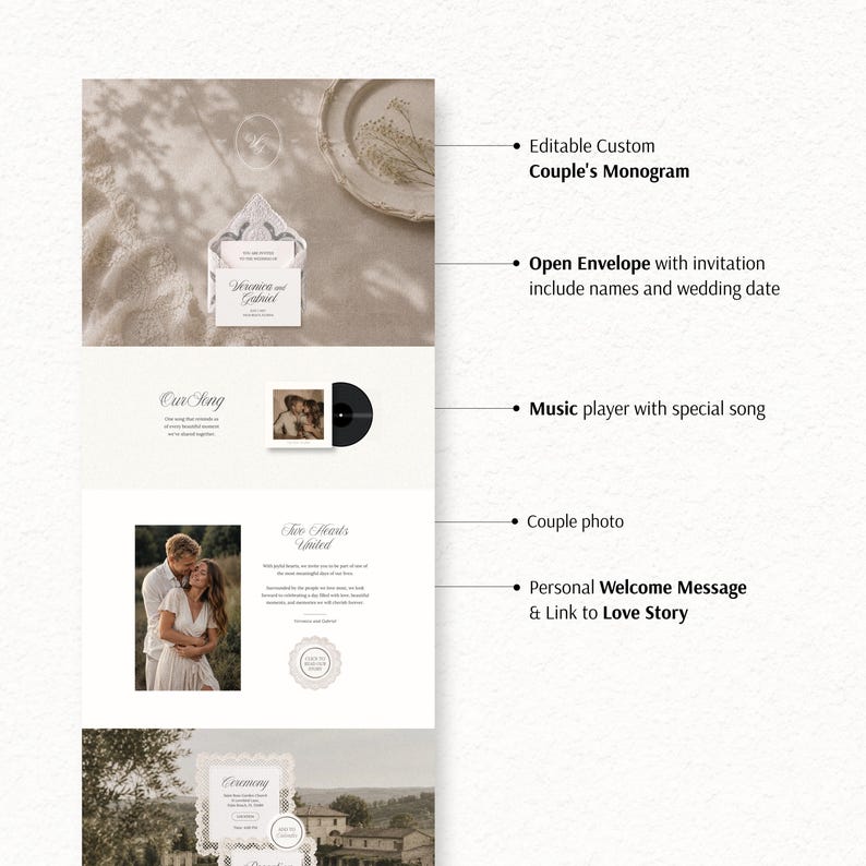 Rustic Wedding Website Template with RSVP | Editable Canva Digital Invitation (Instant Download) image 6