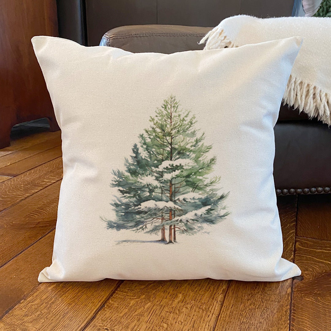 Winter Pine Trees - Square Canvas Pillow, Home Decor, Decorative Pillow ...