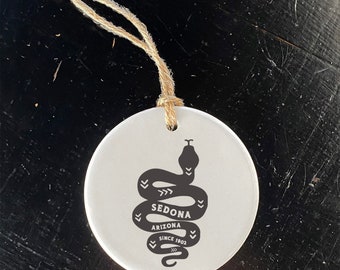 Snake Silhouette Custom - Ornament, Host Gift Tag, Porcelain Ornament, Custom Ornament, 2.75" diameter