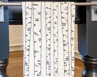 Birch Trees - Cotton Tea Towel, Flour Sack Towel, Kitchen Decor, Kitchen towel, 27" x 27" or 19" x 28"