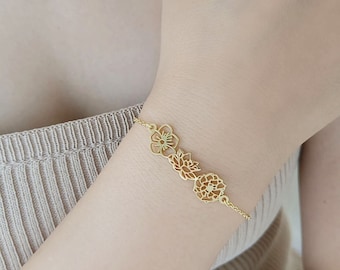 誕生花の刻印入りブレスレット・花のチャーム - Etsy 日本
