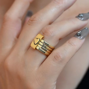 Family Name Ring, Stackable Ring, Personalized Name Rings, Mother&#39;s Day Gift, Name Jewelry, Christmas Gift for Mom, Gift for Her
