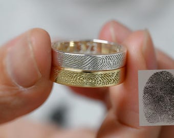 Fingerabdruck Ring, Fingerabdruck Ring, Fingerabdruck Ring, Versprechen Ring, Beileid Geschenk, Erinnerungsgeschenk für Sie, Weihnachtsgeschenk, Muttertag Geschenk