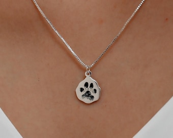 Collar con huella de pata de mascota, collar con nombre de mascota, collar con huella de nariz de perro y gato, regalo conmemorativo para mascotas, collar con huella de pata personalizado, regalo para amantes de las mascotas