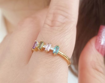 Birthstone Ring, Personalized Birthstone Ring, Family Birthstone Ring, Dainty Birthstone, Memorial Ring, Mother's Day Gift, Christmas Gift