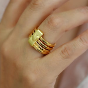 Family Name Ring, Stackable Ring, Personalized Name Rings, Mother's Day Gift, Name Jewelry, Christmas Gift for Mom, Gift for Her