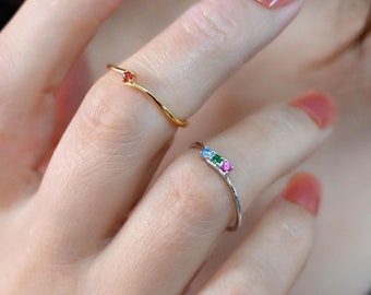 Custom Birthstone Ring, Family Birthstone Ring, Personalized Gift, Mother&#39;s Birthstone Jewelry ,Gift for Mom, Birthday Gift, Grandma Gift