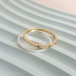 Custom Name Ring, Personalized Skinny Ring, Stacking Ring, Dainty Name Ring, Minimalist Ring, Engraved Ring, Gift for Her, Birthday Gift