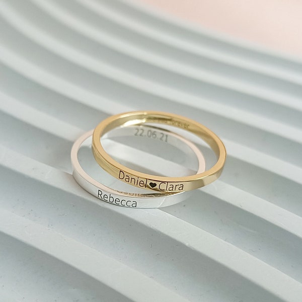 Custom Name Ring, Personalized Skinny Ring, Stacking Ring, Dainty Name Ring, Minimalist Ring, Engraved Ring, Gift for Her, Birthday Gift