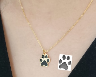 Echte Haustier Pfotenabdruck Halskette, personalisierte Haustier Namenskette, benutzerdefinierte Hundepfote Halskette, Haustier Erinnerungsgeschenk, Geschenk für Haustier Liebhaber
