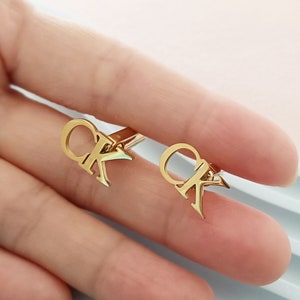 Gemelos de letras personalizados, gemelos de nombre personalizado, gemelos iniciales, gemelos de boda personalizados, regalos de padrinos de boda, regalo del día del padre