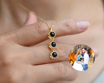 Personalized Photo Projection Necklace, Memorial Photo Necklace, Anniversary Gift for Her, Multi Picture Jewelry, Family Gift for Mom