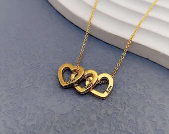 Custom Heart Name Necklace with Birthstone, Personalized Birthstone Necklace, Family Jewelry Gift for Mom, Birthday Gift