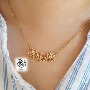 Personalized Birth Flower Necklace, Family Birth Flower Necklace, Birth Month Flower, Custom Floral Necklace, Birthday Gifts for Mom