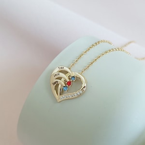 Personalized Birthstone Name Necklace, Family Birthstone Necklace, Engraved Name Necklace, Family Name Jewelry, Gift for Mom, Christmas Gift