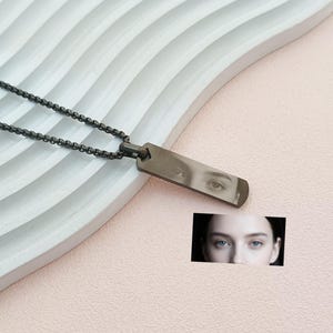 Personalized Eyes Necklace, Engraved Human Eyes Necklace, Mens Necklace, Gifts For Boyfriend, Photo Pendant For Men, Birthday Gift for Him