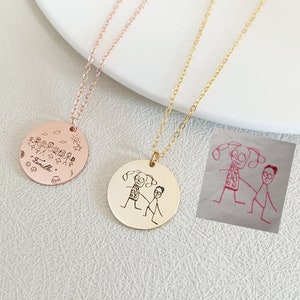 Personalised Child’s Drawing Necklace,Kids Doodle Necklace,Children Artwork Necklace,Handwriting Necklace,Gifts for Children,Gift for Mum