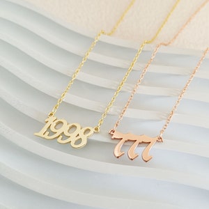 Custom Date Necklace, Year Necklace, Number Necklace, Birth Year, Anniversary Gift, Graduation Gift, Minimalist, Gift for Her