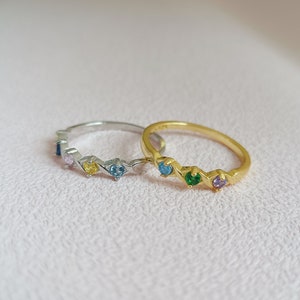 Birthstone Ring, Dainty Family Birthstone Ring, Custom Birthstone Ring, Birthstone Jewelry, Personalized Gift for Her, Mother Ring