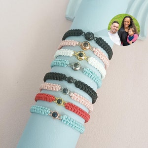 Personalized Photo Projection Bracelet, Braided Rope Picture Bracelet, Photo Bracelet, Boyfriend Bracelet,Memorial Gift for Him,Gift for Dad