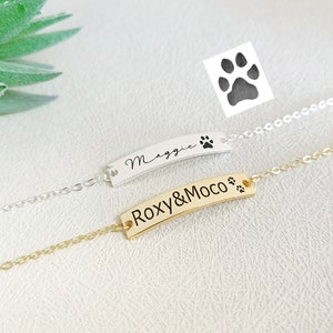 Actual Pet Paw Print Bracelet,Personalized Name Bracelet,Custom Dog paw bracelet,Pet Memorial Jewelry,Engraved Pet Name Bracelet