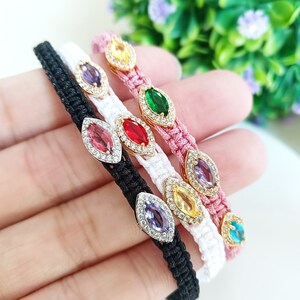 Family Birthstone Bracelet,Birthstone Jewelry,Personalized Braided Rope Bracelet,Birthstone Bracelet for Mom,Christmas gift,Family Bracelet
