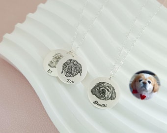 Collar personalizado de retrato de mascota, collar de fotos de perro personalizado, joyería conmemorativa de mascotas, foto de mascota grabada, regalo de Navidad, regalo para ella