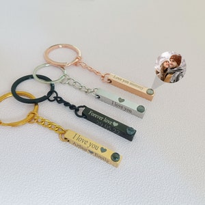 Photo Projection Keychain, Personalized Photo Keychain, Custom Picture Keychain, Engraved Keychain, Christmas Gift for Him, Gift for Dad