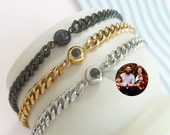 Personalized Photo Projection Bracelet,Custom Photo Bracelet,Picture Inside Jewelry,Men's Memorial Bracelet,Father's Day Gift,Gift for Him