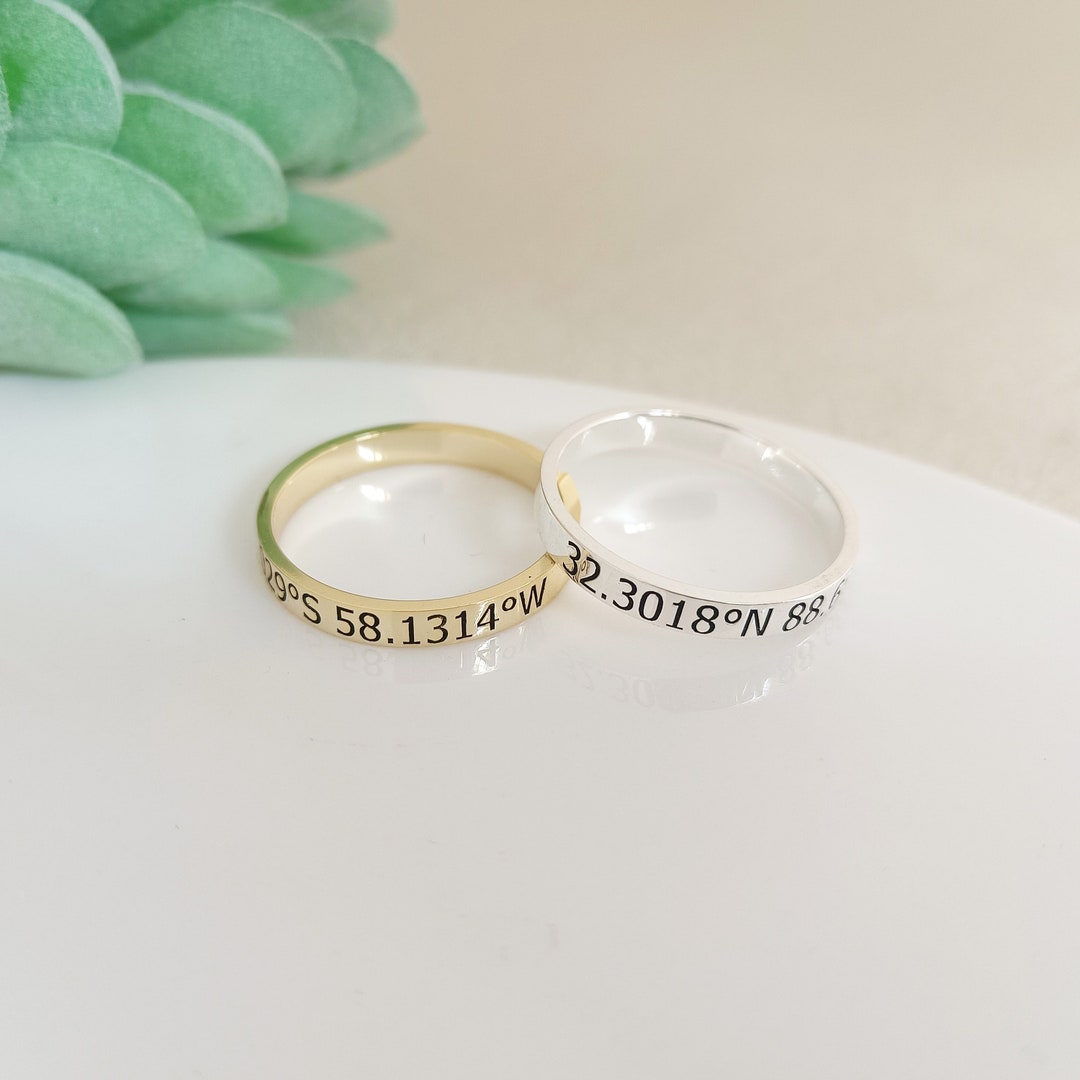 Coordinate Ring Example Personalized Coordinate Rings,custom Name Rings,latitude Longitude Ring ...