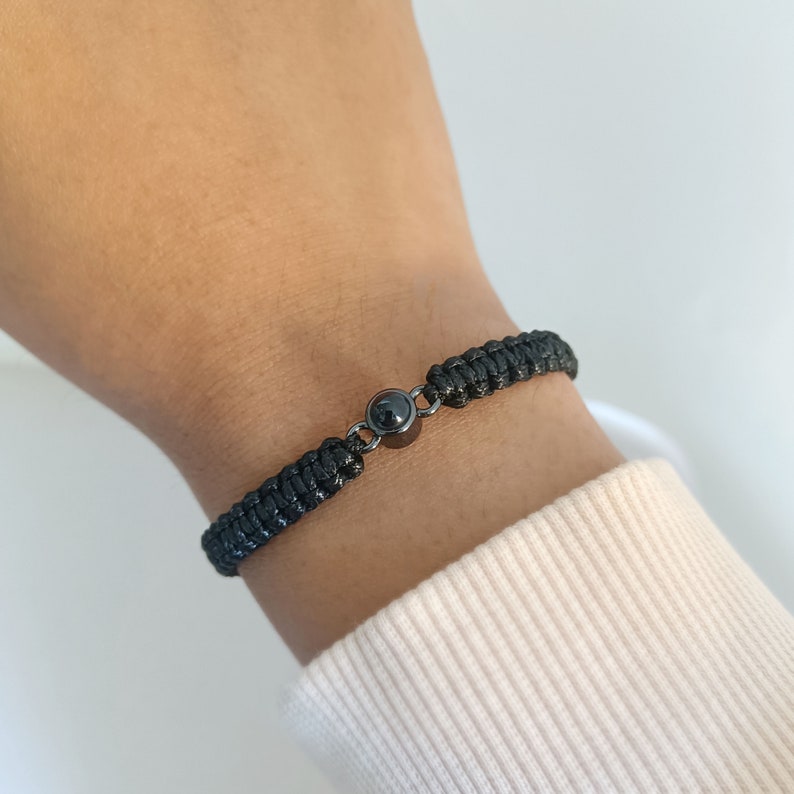 Pulsera de proyección de fotos personalizada, pulsera de fotos personalizada, pulsera de imagen de hombre, pulsera conmemorativa de novio, pulsera de pareja, regalo para él imagen 3