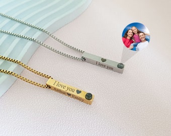 Personalized Photo Projection Necklace,Custom Photo Necklace,Boyfriend Memorial Necklace,Couples Necklace,Gift for Him,Father's Day Gift