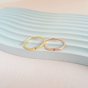 Personalized Initial Ring, Custom Letter Ring, Dainty Stacking Ring ...