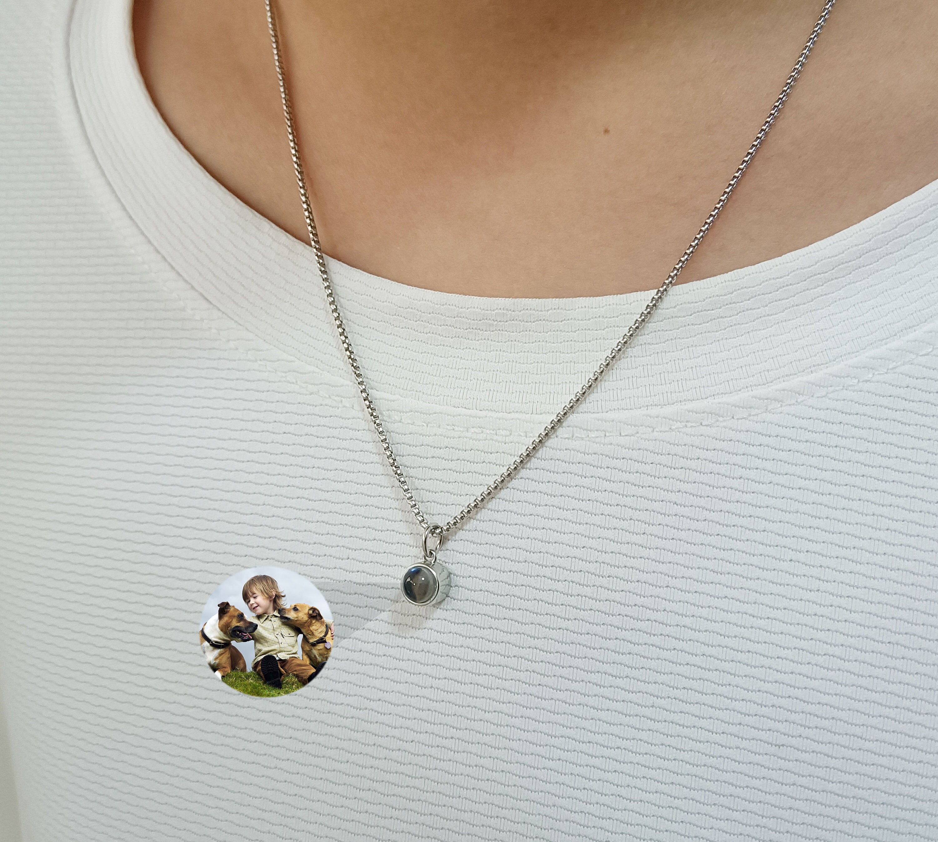 Personalisierte Foto-Halskette Für Damen Und Herren – Projektionsanhänger Mit Bild, Runder Schmuck, Ideal Als Geschenk Für Vatertag, Weihnachten, Geburtstag Oder Valentinstag