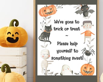 Last Minute Halloween, Trick or Treat Sign, Halloween Candy Sign, Front Door Sign, Halloween Decor, Happy Halloween, Candy Sign