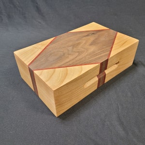 Cherry and Walnut Dice or Board game Box with Paduk Accents.