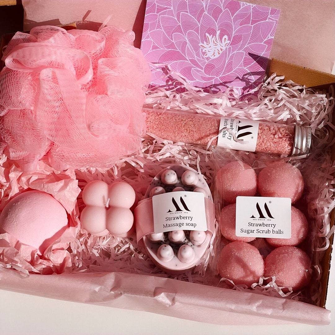 Strawberry Bath Gift Box Spa Set Beauty Box Girlfriend Gift Etsy
