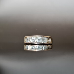 Dress Ring in Vintage Silver and Channel Setting Blue Topaz